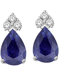 Tommaso Design (tm) Pear Shape 8x6mm Genuine Sapphire and Diamond Earrings