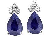 2.27 cttw Genuine Sapphire and Diamond Earrings - 14kt White or Yellow Gold