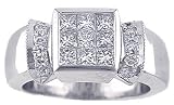0.87Ct. 14K. White Gold Invisible, Pave Diamond Anniversary Ring