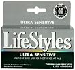 Lifestyles Ultra Sensitive Condoms, lubricated with spermicide - 12 Condoms
