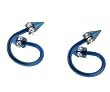 Lip Ring - Blue Anodized with Clear Crystals - 16 Gauge - Sold as a Pair