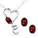 2.56 Ct Oval Red Garnet Heart Shape Pendant Earrings Set With 18