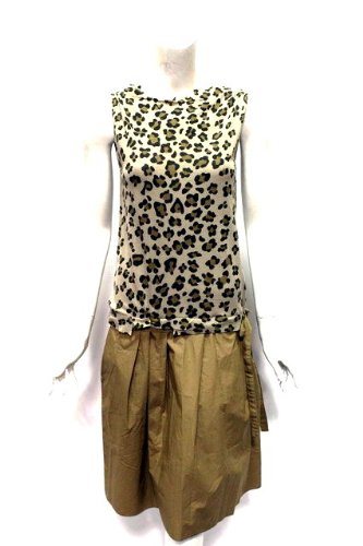 Antipast womens leopard print waist tie sleeveless dress