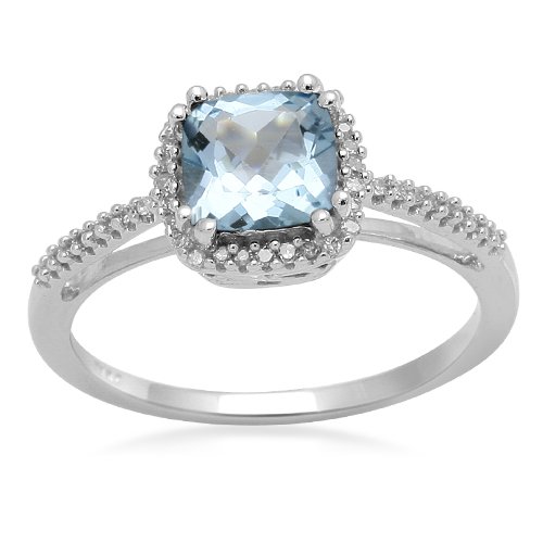 10k White Gold, December Birthstone, Blue Topaz
