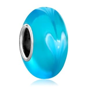 Pugster Mothers Day Gifts Sapphire Blue Love Heart Love Murano Glass Beads Fits Pandora Charm Bracelets