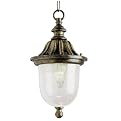 Seeded Glass 1 Light Hanging Lantern– Black Gold
