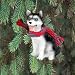 Siberian Husky Ornament (Black & White, Blue Eyes)