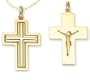 14k White and Yellow Gold Large Reversible Cross on 18" Yellow Gold Chain