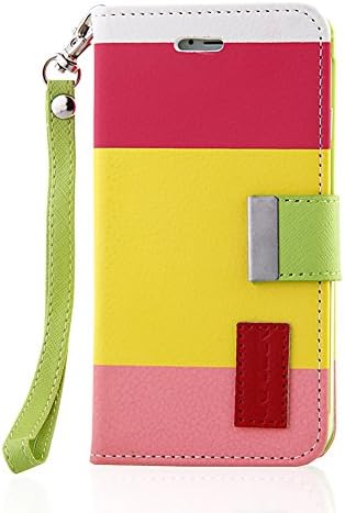 iPhone 6 Case - Gdealer iPhone 6 (4.7) Wallet Case Cover with Built-in Card Slots(Screen Protector + Stylus Pen + Cleaning Cloth + Application Card) (red/yellow/pink)