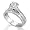 Sterling Silver Round Cubic Zirconia CZ Solitaire Ring with Matching Band - Women's Valentine Engagement Ring Set Size 5
