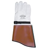 Goat Skin Leather Protector Glove, with strap, 16" length, size 8