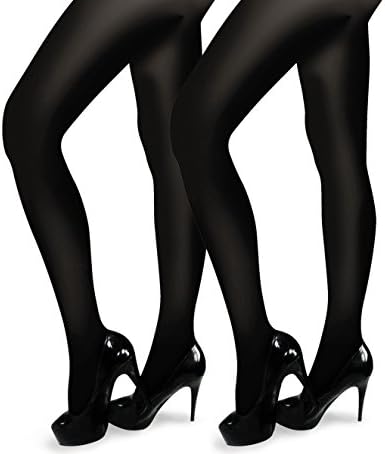 Felicity Women's Black Opaque Tights, Light Control Top Shaper, 60 Denier (2Pack Large)