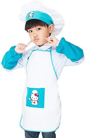 Childrens Kid Apron Chef Hat Set Hello Kitty For Roleplay Dress Up Blue Fits 4 and Up