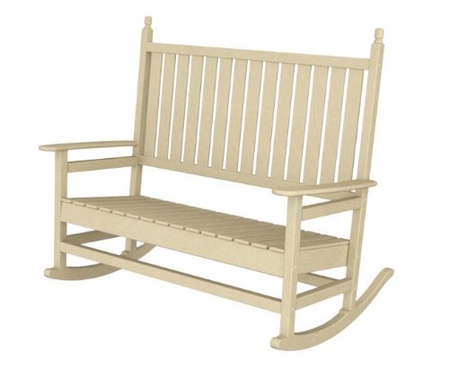 Recycled Lake View Outdoor Patio Double Rocking Chair - Khaki