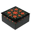 EXP Handmade Black Lacquer Storage/Gift/Jewelry Box Intricately Hand-etched Floral Design