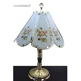 8 Panel Table Touch Lamp Tiffany Antique Rose with Brass Base