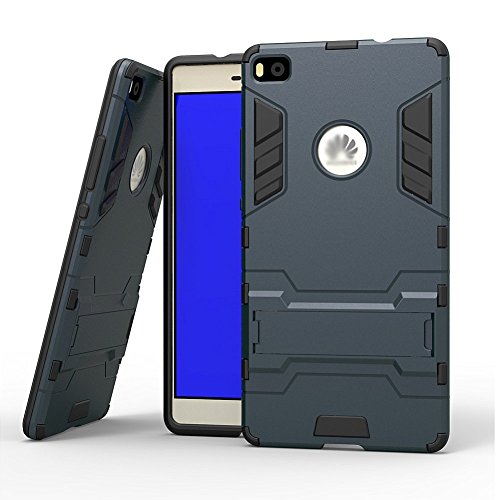 [Huawei P8 Case] Lantier [High-Quality] [Perfect Fit] [Tire Design Skin] 2 In 1 Combo Rugged Dual Layer [Heavy Duty Case] Detachable Kickstand [Protective Shell] [Hard Case] for Huawei P8 Cover 5.2inch with Anti-Scratch, Anti-Slip Protection with Stylus Pen Black