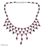 Garnet necklace, 'Drops of Wine' 2.6 W 15.8 L