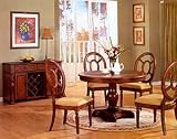Brown Wood Finish Dining Set With Server Wine Rack