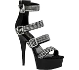 Women's 6 Inches Heel, 1 3/4 Inches Platform Rhinestone Strappy Sandal