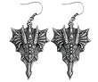 Dragon Head Earrings - Pewter - 1.5'' Height
