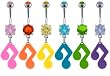 DANGLING NEON FULL MUSIC NOTE BELLY RING BNAMN15TZ- TANZANITE