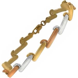 Tri-Color Gold Hollow Bracelet