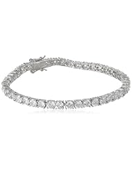 Platinum-Plated Sterling Silver and Simulated Diamond Tennis Bracelet