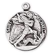 Sterling Silver Saint Michael Medal and 24-inch Chain