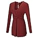 Simier Fariry Women's Long Sleeve Pleated Blouse Draped Shoulder Tops Tunic