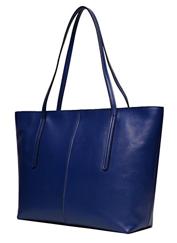 Obosoyo Women's Handbag Genuine Leather Tote Shoulder Bags Soft Hot Blue