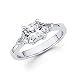 14k Gold Semi Mount Trillion Three Diamond Ring (G-H, SI1) -1ct Center Stone Not Included
