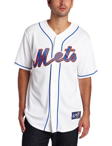 MLB Men's New York Mets Jason Bay White Home Short Sleeve 6 Button Synthetic Replica Baseball Jersey Spring 2012  (White, X-Large)