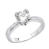 14K White Gold Round Solitaire CZ Cubic Zirconia Wedding Engagement Ring Band - size 5