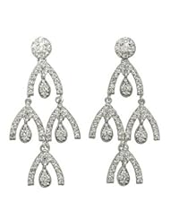14K White Gold Diamond Chandelier Earrings (0.60 Cttw, Si Clarity, F Color)