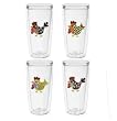 Funky Chickens 16 oz Insulated Beverage Tumblers Set, Clear (4 designs)