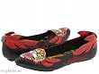 Ed Hardy Black/Red Tiger Black Women's Bullet Flat Shoes