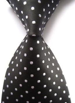 Somchai Collection :New Classic Polka Dot Black 100% Silk Necktie