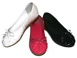 Girls Patent Gathered Toe Bow Flats Shoes
