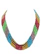 Womens Jewelry 5 Layer Strands Multi Color Crystal Necklace
