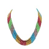 Womens Jewelry 5 Layer Strands Multi Color Crystal Necklace
