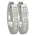 14K White Gold Channel Set Princess Cut Diamond Hoop Earrings (0.24 ctw, GH, SI1)