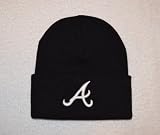 Atlanta Braves Black Beanie Hat - MLB Cuffed Winter Knit Cap