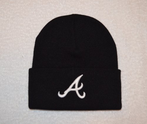 Atlanta Braves Black Beanie Hat - MLB Cuffed Winter Knit Cap