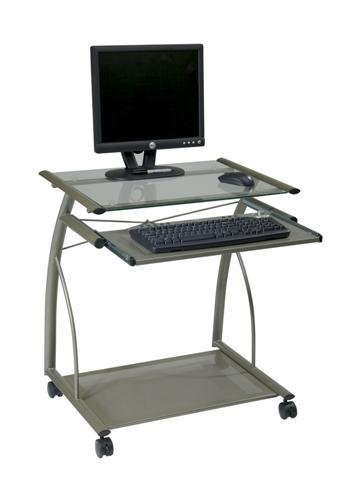 OSP Designs Champagne & Glass Mobile Computer Desk Cart