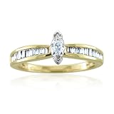 10k Yellow Gold Marquise and Baguette Diamond Ring Band, Size 6 (HI, I, 0.30 carat)