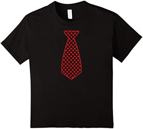 Boys Mens Red Polka Dot Tie Valentines Day Shirt Gift Cute  - Kids 12 - Black