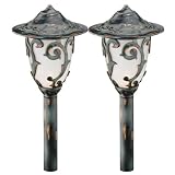 Malibu CL082WB2 2-Pack Low Voltage 11-Watt Metal Victorian Garden Lights, Weathered Bronze with Frosted Glass Globe