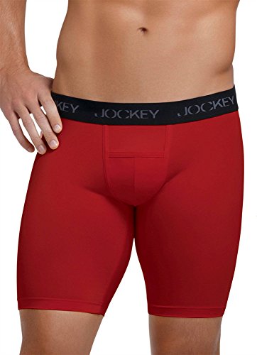 Jockey Men's Underwear Microfiber Performance Midway Brief - 2 Pack, black/red, M