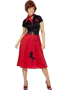 Smiffys 50s Style Poodle Costume with Dress Scarf and Belt (Red)